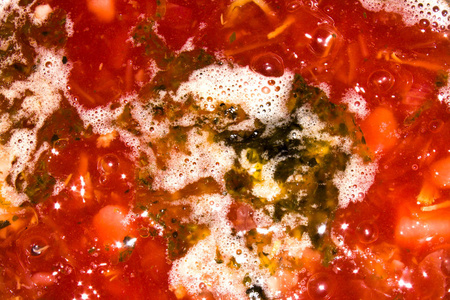 俄罗斯红博世。汤的红色背景