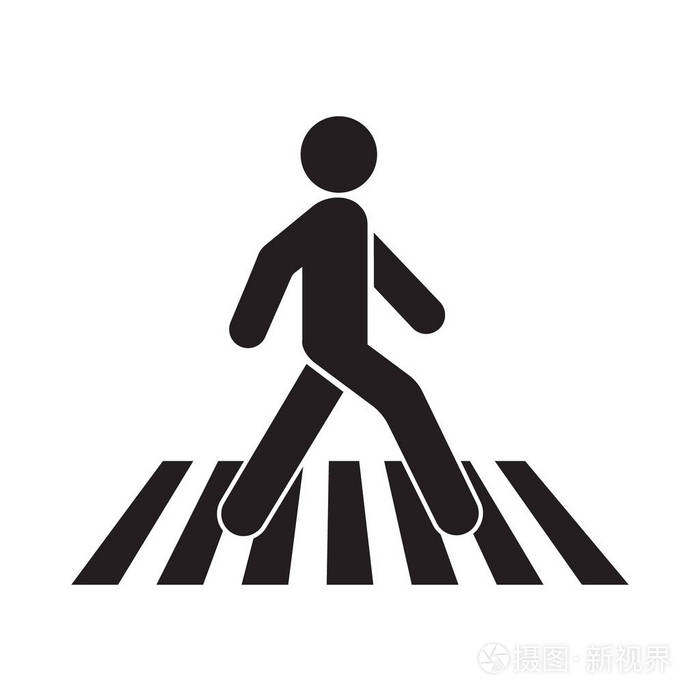 人类走人行横道图标.行人标志