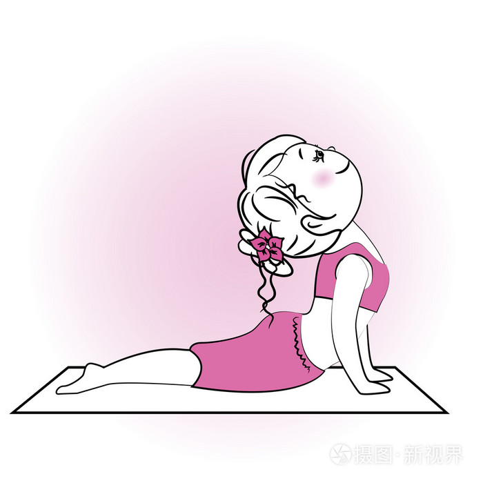 孤立的白色衬底上的瑜伽锻炼的年轻姑娘