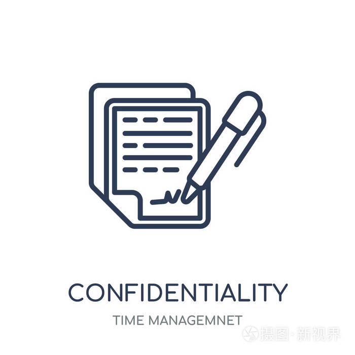 保密协议图标.来自 time 管理网集合的保密协议线性符号设计