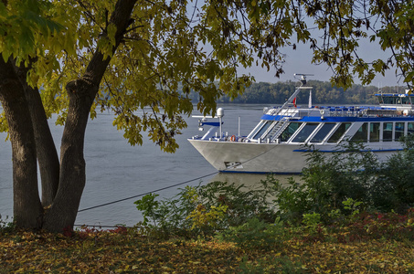 乘客的游轮在多瑙河流域的诡计端口