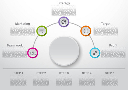 商业信息图策略主题和白色按钮