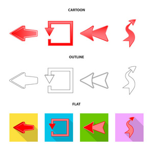 元素和箭头图标的矢量插图。一组元素和方向股票矢量图