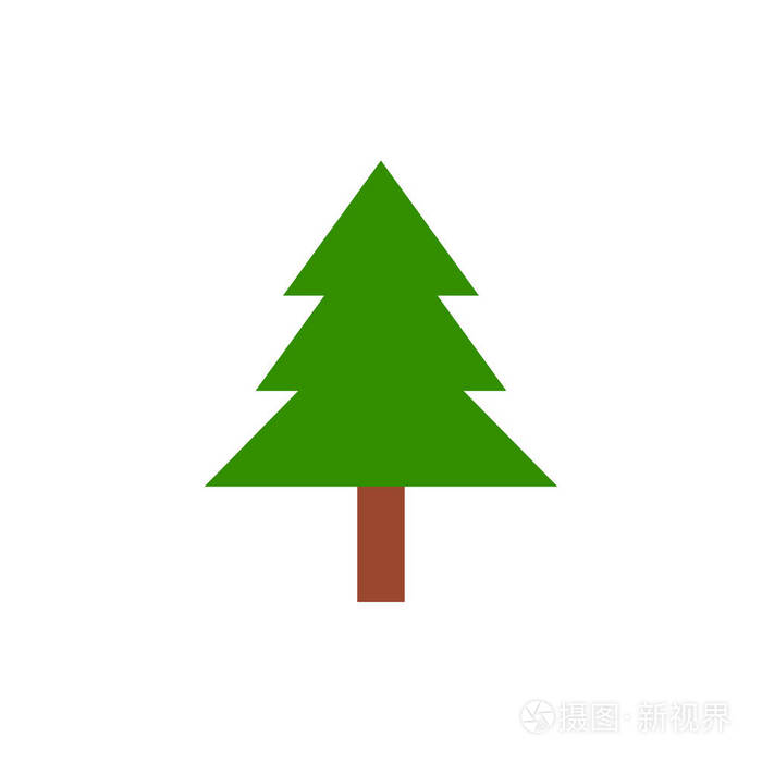 白色背景下的松树图标矢量符号与符号分离