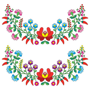匈牙利民间花纹Kalocsai 刺绣用鲜花和辣椒粉