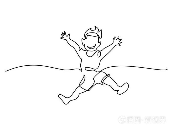 快乐男孩跳跃插画-正版商用图片0a228f-摄图新视界