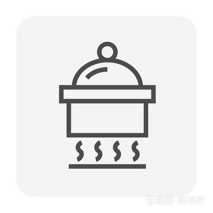 烹饪锅图标烹饪设计, 可编辑的笔划