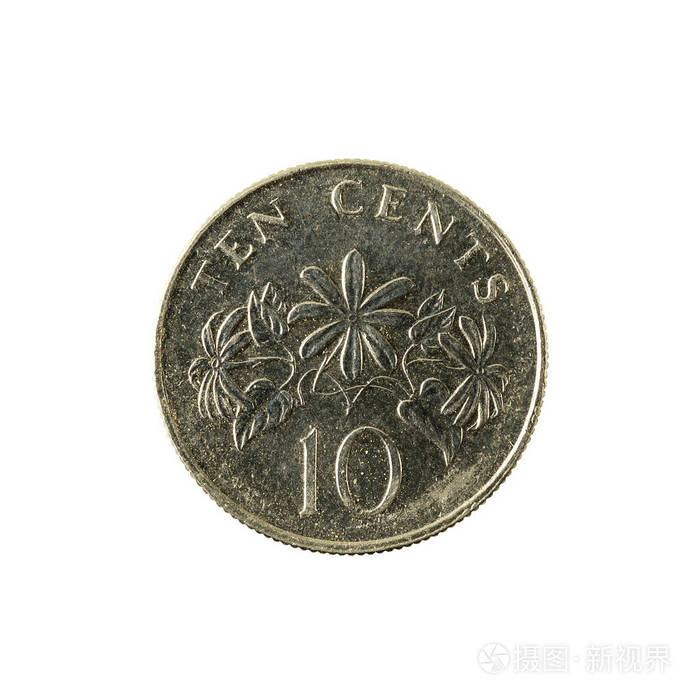 10新加坡美分硬币 (2009) 正面被隔绝在白色背景上