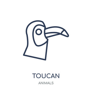 图坎图标。toucan 线性符号设计从动物收藏。简单的大纲元素向量例证在白色背景