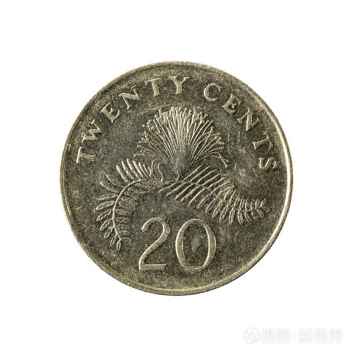 20新加坡美分硬币2006正面被隔绝在白色背景上