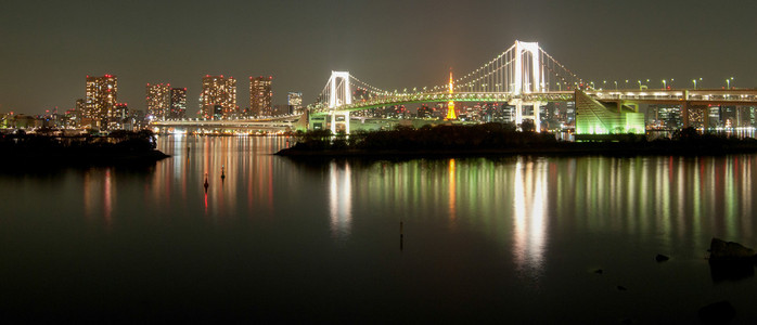 在东京夜晚的彩虹桥