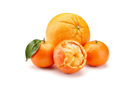 在白色背景上的 mandarines