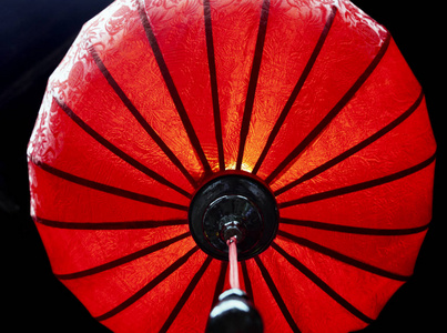 红色装饰中国灯笼, 从下面看