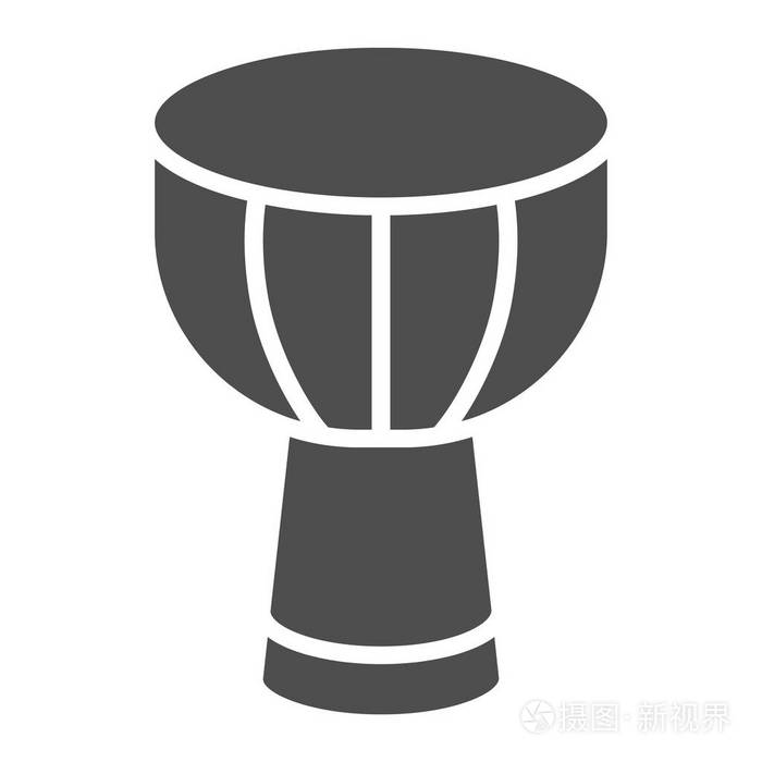 非洲鼓字形图标, 音乐和乐器, 非洲木材非洲鼓符号, 矢量图形, 在白色