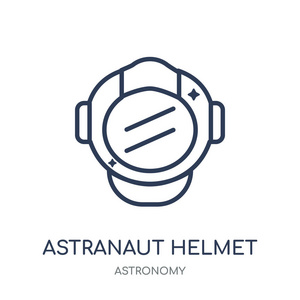 阿斯特拉诺头盔图标。天文收集中的天文头盔线性符号设计
