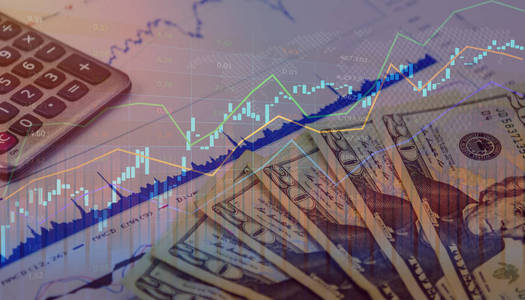 货币和 calcaulator 与股票投资指标图表