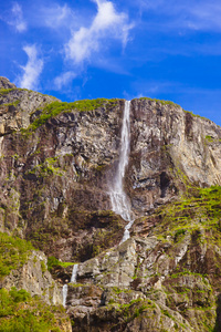 峡湾 sognefjord挪威的瀑布