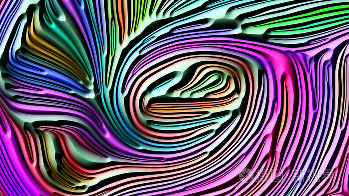 彩色浮雕3d 渲染的抽象设计基于自然形态,艺术造型,设计与装饰的几何