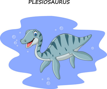 卡通微笑 plesiosaurus 的矢量图解