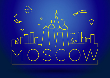 莫斯科市线轮廓版式设计