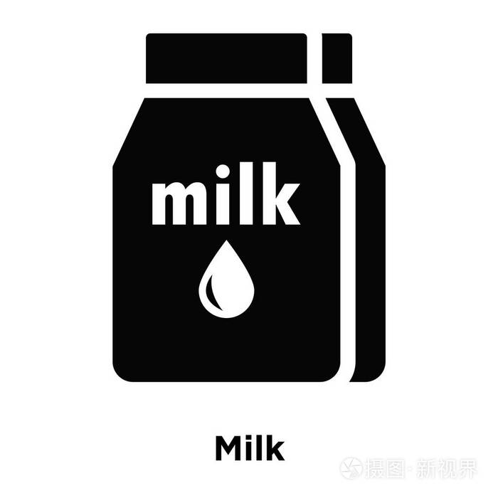 标志概念牛奶标志在透明背景, 充满黑色符号