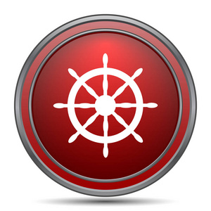 航海车轮图标。白色背景上的互联网按钮