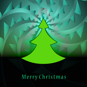 现代形状圣诞树上多彩三角旋流矢量卡