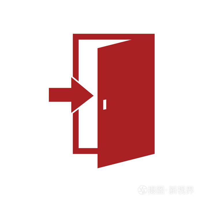 在白色背景上隔离的矢量门图标.红色门标志, 标志