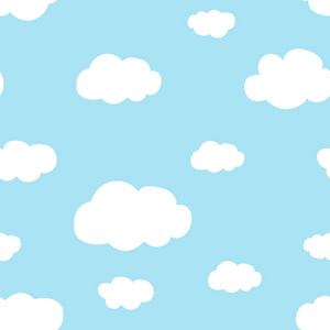 浅蓝色天空白云图案无缝矢量