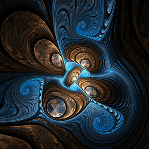 蓝色分形涡旋形图案，为平面创意设计数码艺术作品