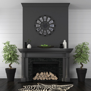 客厅的经典风格的黑色壁炉