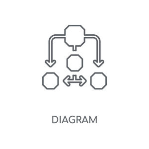 关系图线性图标。图概念笔画符号设计。薄的图形元素向量例证, 在白色背景上的轮廓样式, eps 10