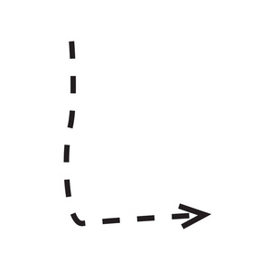 将右箭头与断开的线条图标矢量隔离在白色背景上为您的 web 和移动应用程序设计, 向右转箭头与断线徽标概念
