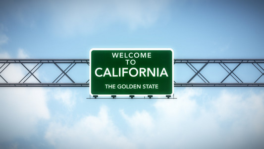 美国加州欢迎光临公路路标图片