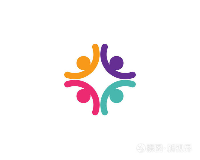 通过与社区护理 logo 模板矢量图标