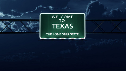 美国德克萨斯欢迎光临公路路标图片