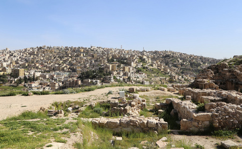 安曼的天际线，Jordan，中东地区的视图