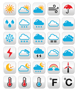 天气预报炫彩矢量按钮集
