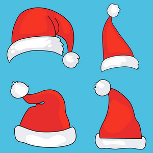 圣诞圣诞老人红色卡通帽子隔离矢量图像