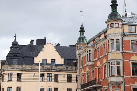瑞典的林格平镇。 斯托拉托吉特的建筑大广场
