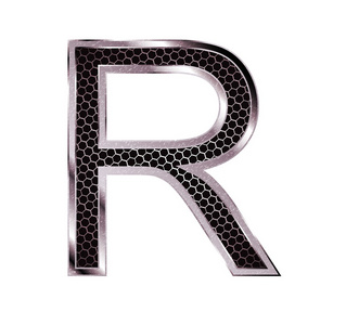 金属字体。字母 r