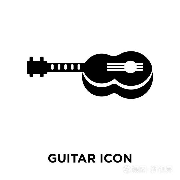 吉他图标矢量被隔离在白色背景, 标志概念的吉他标志在透明背景, 充满