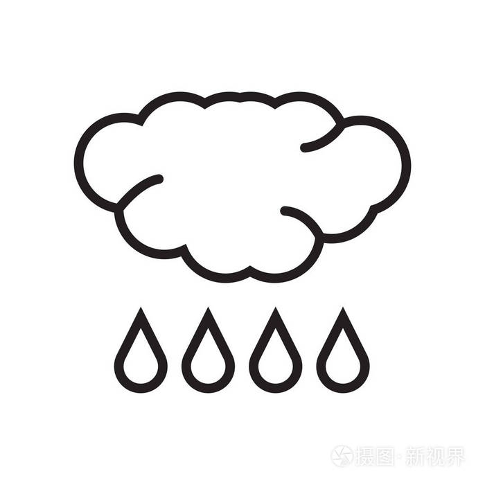 雨图标矢量符号和符号在白色背景下被隔离, 雨标志概念