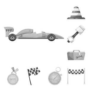汽车和拉力赛标志的矢量设计。网上汽车和种族股票符号的收集