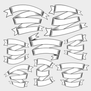 复古丝带设置。复古丝带和横幅。向量例证