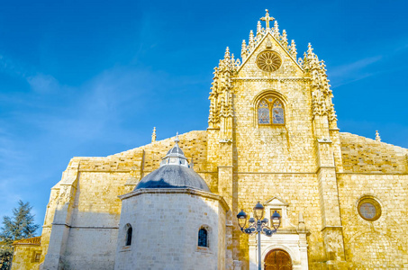 西班牙帕伦西亚哥特式大教堂的景色彩色插图
