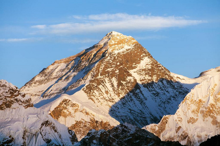 Gokyo, 昆布山谷, Solukhumbu, 萨加玛塔国家公园, 尼泊尔喜马拉雅山的珠穆朗玛峰的傍晚彩色视图