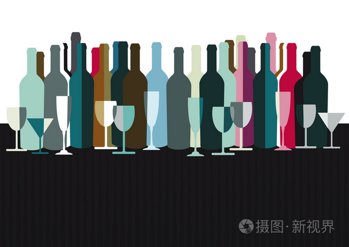 烈酒和葡萄酒瓶插画-正版商用图片0acz43-摄图新视界