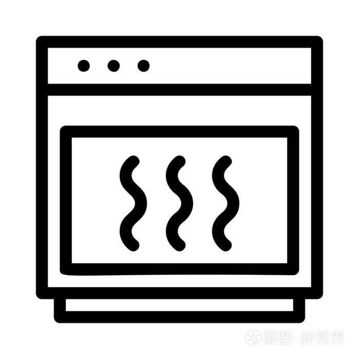 烘箱平图标,矢量,插图