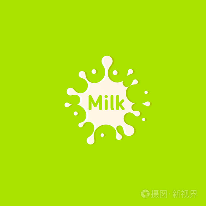 白色污点, 下落例证.乳制品徽标模板.酸奶和奶油标志设计